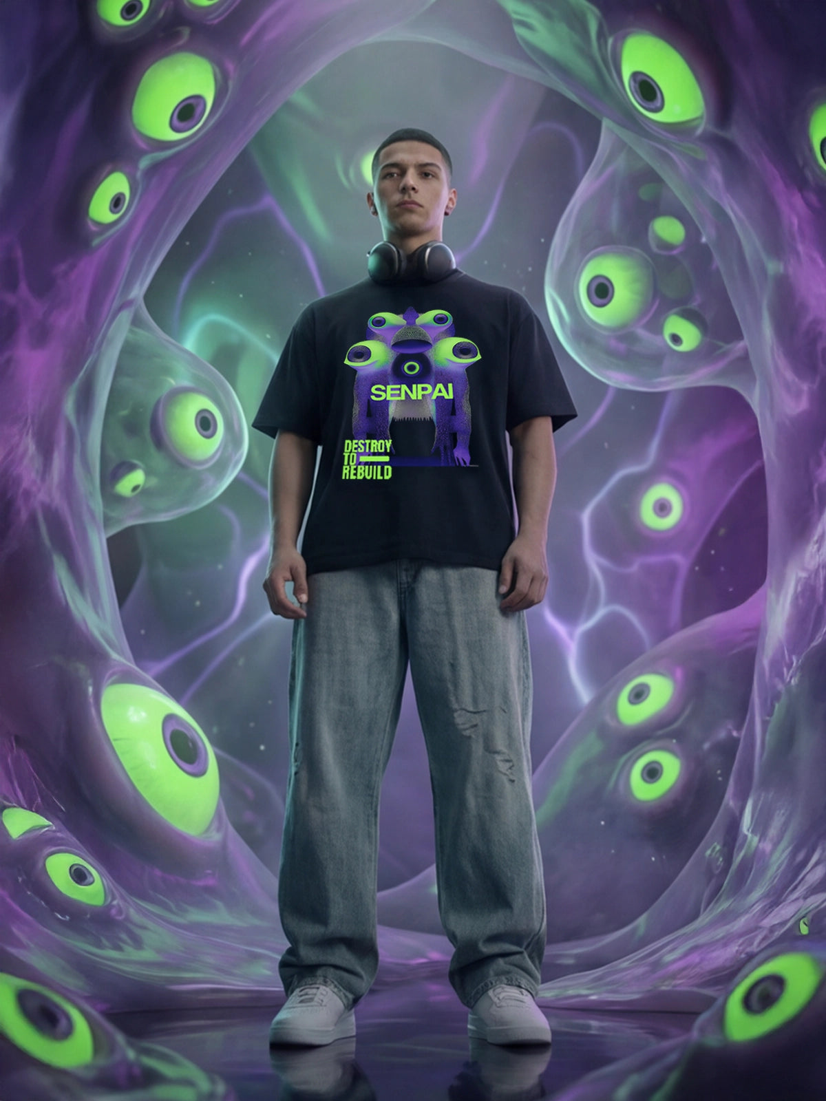 Multi-Eye Mutation Oversized T-Shirt